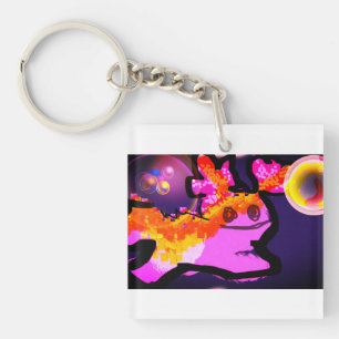 Pink axolotl fun wave key ring