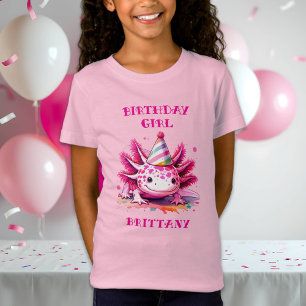 Pink Axolotl Girl's Birthday Girl Personalised T-Shirt
