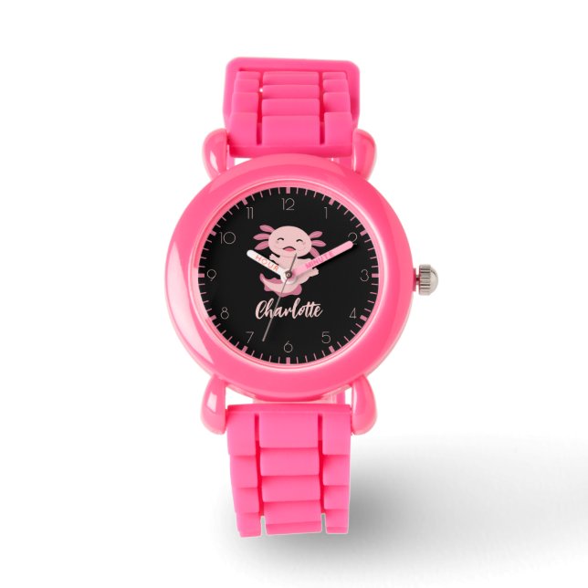 Pink Axolotl Monogram Name  Watch (Front)