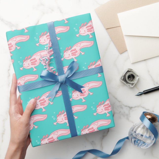 Pink Axolotl Pattern Wrapping Paper (Gifting)