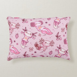 Pink Axolotls Pattern Decorative Cushion