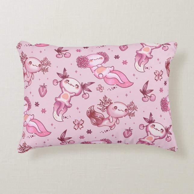 Pink Axolotls Pattern  Decorative Cushion (Front)