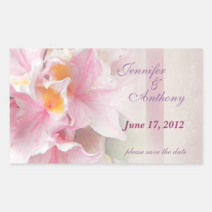 pink azaeleas save the date 2 rectangular sticker