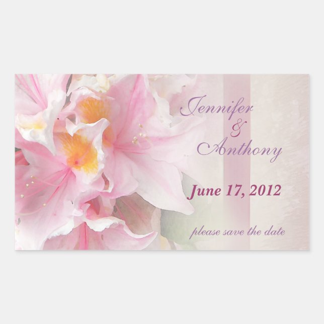 pink azaeleas save the date 2 rectangular sticker (Front)