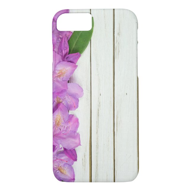 pink azalea border on wood Case-Mate iPhone case (Back)
