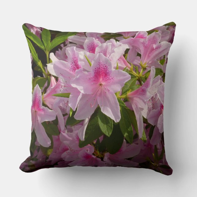 Pink Azalea Bush Spring Floral Cushion (Front)