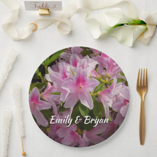 Pink Azalea Bush Spring Floral Paper Plate