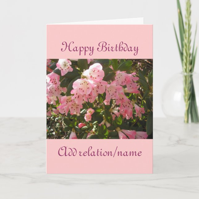 Pink Azalea Flower Birthday Card (Front)