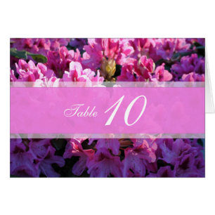 Pink azalea flower dinner table number card.