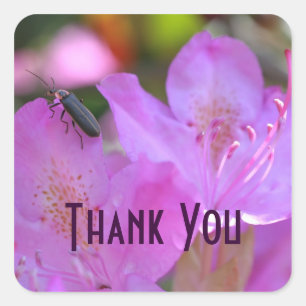 Pink Azalea Flower Insect Thank You Sticker