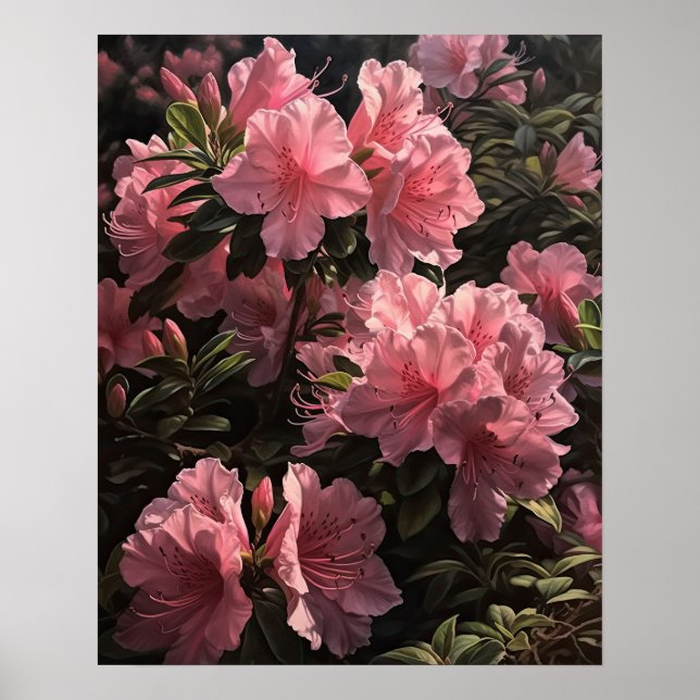 Pink Azalea Flowers Art Print Poster (Front)