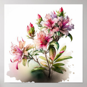 Pink Azalea Flowers Art Print Poster