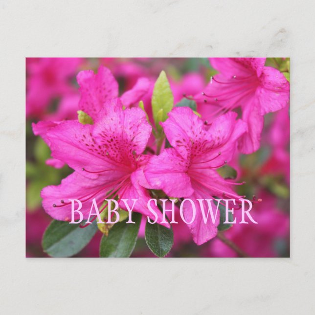 Pink azalea flowers baby shower party invitations. invitation postcard (Front)