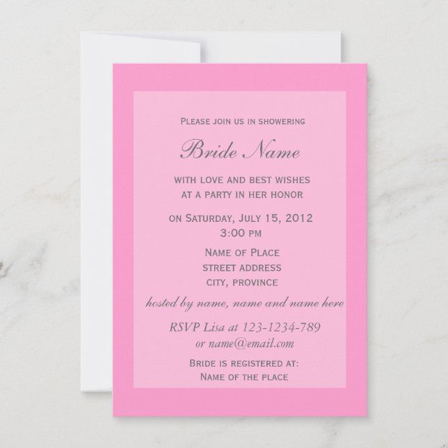 Pink azalea flowers bridal shower invitation. invitation (Front)