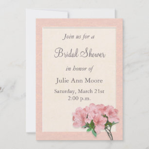 Pink Azalea Flowers & Frame Bridal Shower Invitation