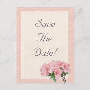 Pink Azalea Flowers & Frame Save The Date Wedding Announcement Postcard