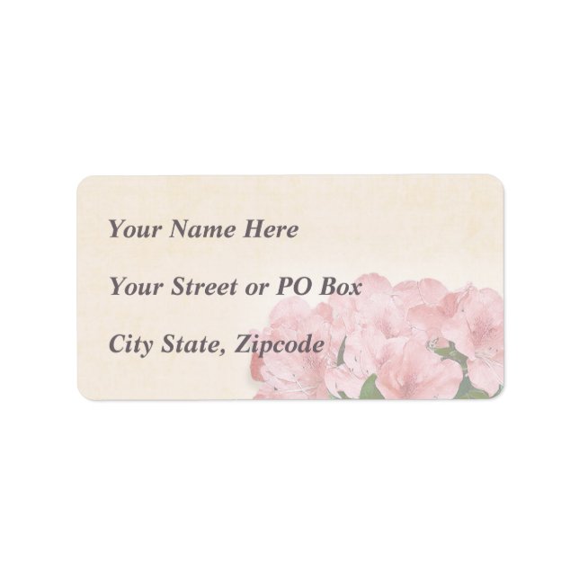Pink Azalea Flowers & Frame Wedding Label (Front)