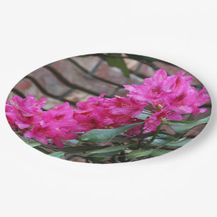 Pink Azalea Flowers Paper Plate