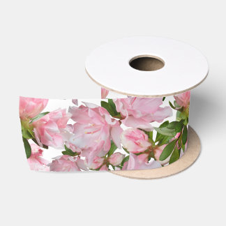 Pink Azalea Flowers Wedding Craft Ribbon Satin Ribbon