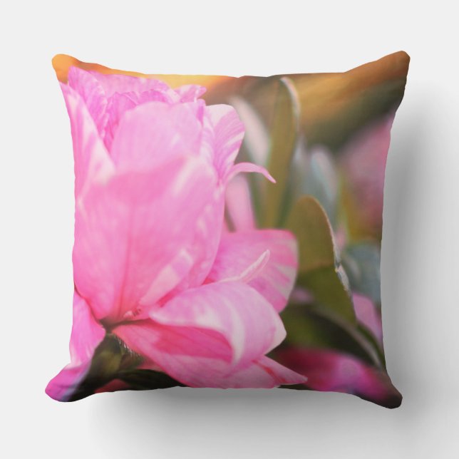 Pink Azalea Outdoor Accent Pillow (Front)
