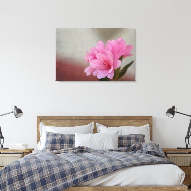 Pink Azalea Textured Canvas Print (Insitu(Bedroom))