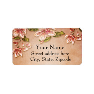 Pink Azaleas Vintage Floral on Whiskey Label