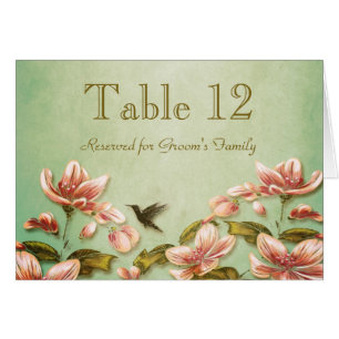 Pink Azaleas Vintage on Green Mist Table Number
