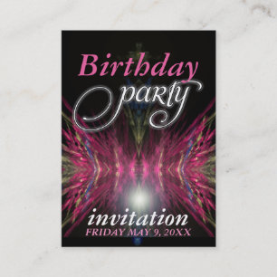 Pink Aztec Feathers Birthday Party Invitation Card