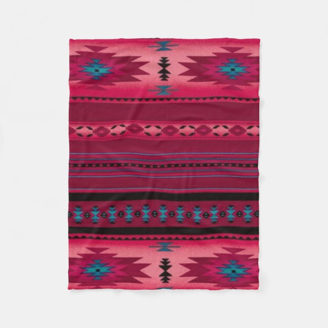 PINK Aztec Print Fleece Blanket (Front)