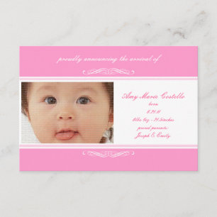 Pink Baby Announcement Cards