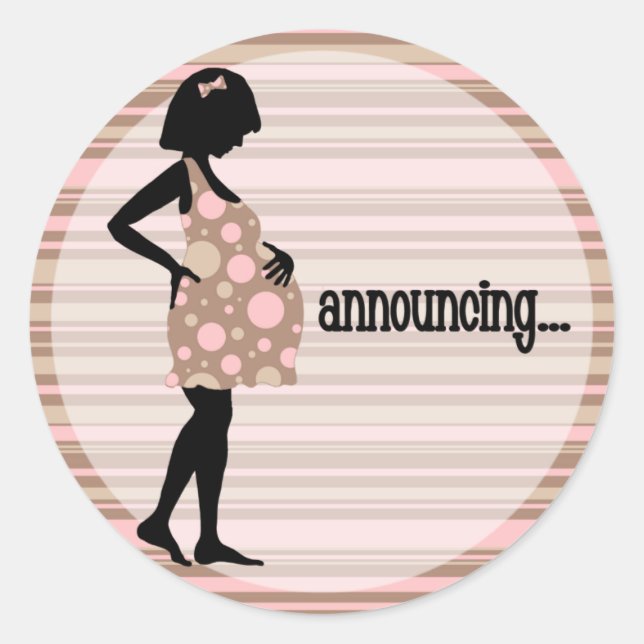 Pink Baby Announcement Stickers (Front)