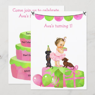Pink Baby Ballerina Dachshund Party Invitation