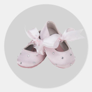 Pink Baby Ballet Shoes Classic Round Sticker