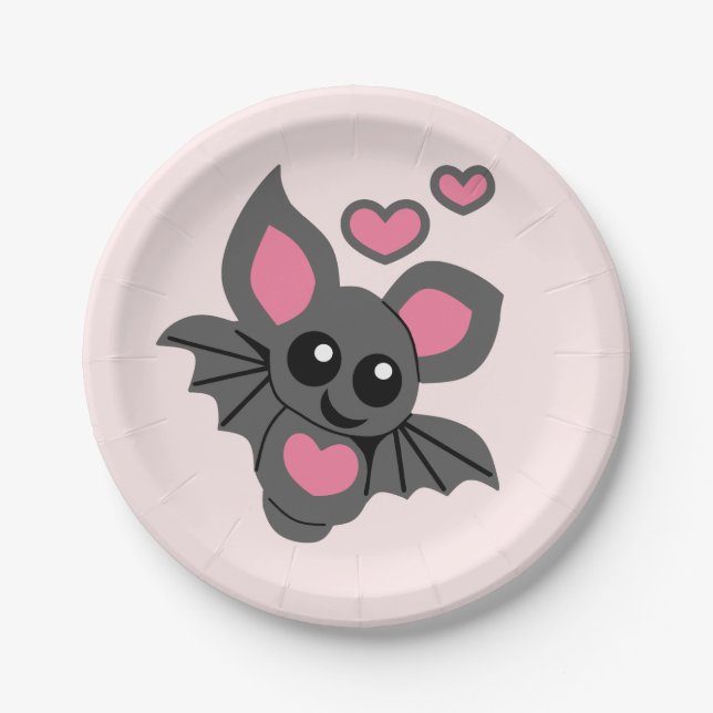Pink Baby Bat Paper Plate (Front)