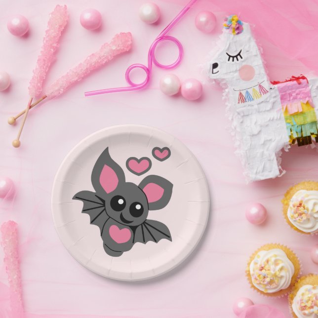 Pink Baby Bat Paper Plate (Party)
