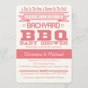 Pink Baby BBQ Baby Shower Invitation