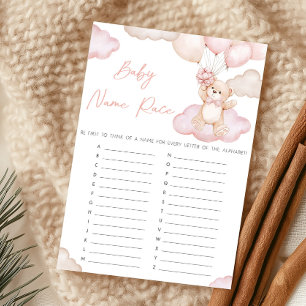Pink Baby Bear Balloon Shower Baby Name Race Game