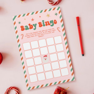 Pink Baby Bingo Christmas Baby Shower Game