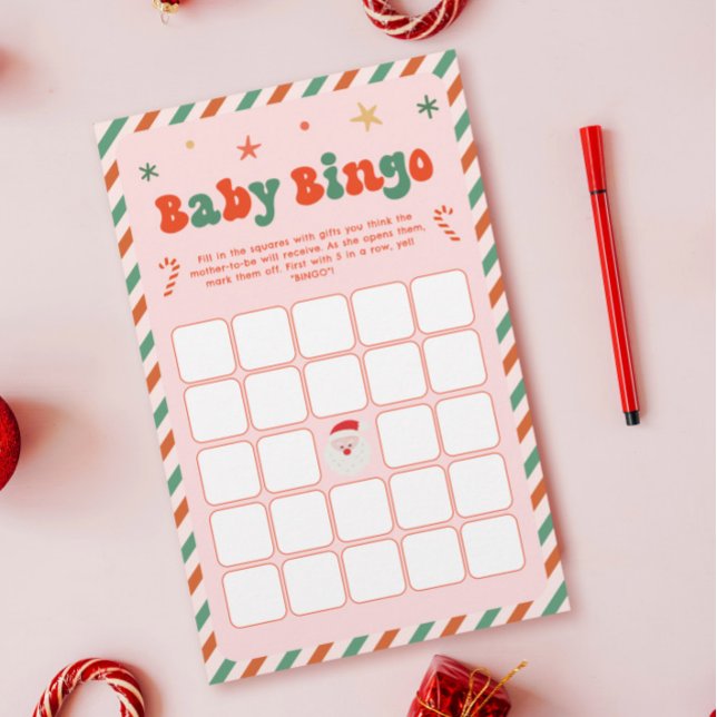 Pink Baby Bingo Christmas Baby Shower Game (Creator Uploaded)