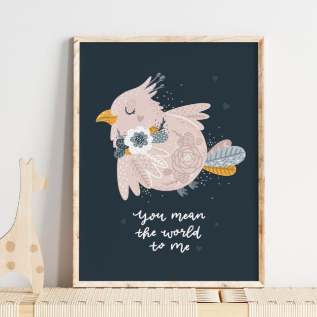 Pink Baby Bird Pink Nursery Poster | Baby Bird Art (Creator Uploaded)