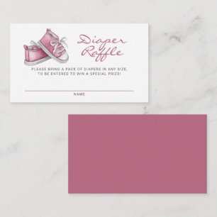Pink Baby Booties Baby Shower Diaper Raffle Enclosure Card