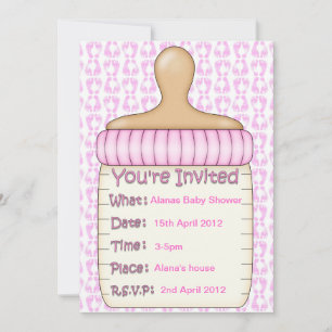 Pink Baby bottle shower invitation