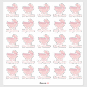 Pink Baby Buggy Baby Shower Stickers