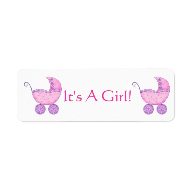 Pink Baby Buggy Carriage It's A Girl Customised (Front)