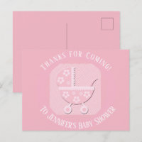 Pink Baby Buggy Girl Shower Thank You
