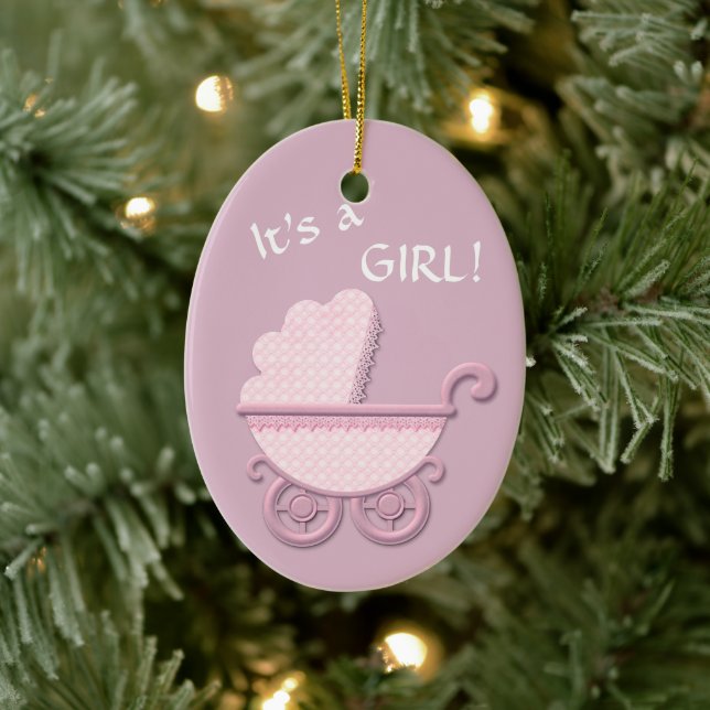 Pink Baby Buggy Template Ceramic Tree Decoration (Tree)