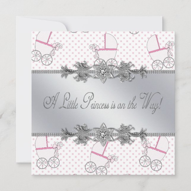 Pink Baby Carriage Baby Girl Princess Shower Invitation (Front)
