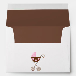 Pink Baby Carriage Baby Shower Envelope