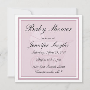 Pink Baby Carriage Baby Shower Invitation