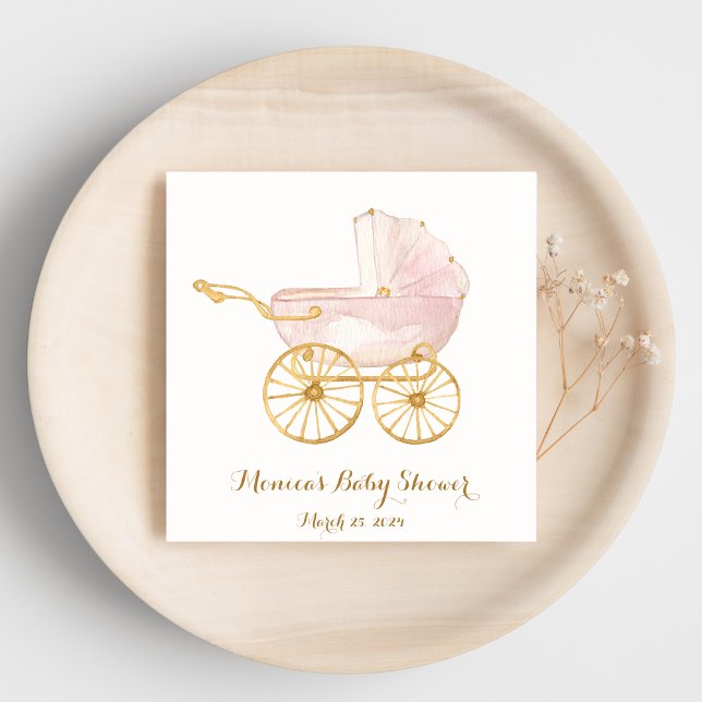 Pink Baby Carriage Grandmillennial Napkin (Creator Uploaded)